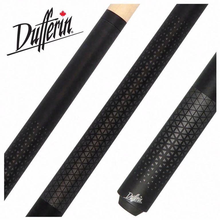 Dufferin Matte Black with Gunmetal Triangle Design Wrapless Graphic Pool Cue - D347