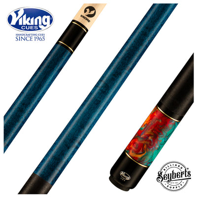 Viking BE0108 Bedlam Series Play Cue - Teal-Stained Maple with Aqua Fire Pearl