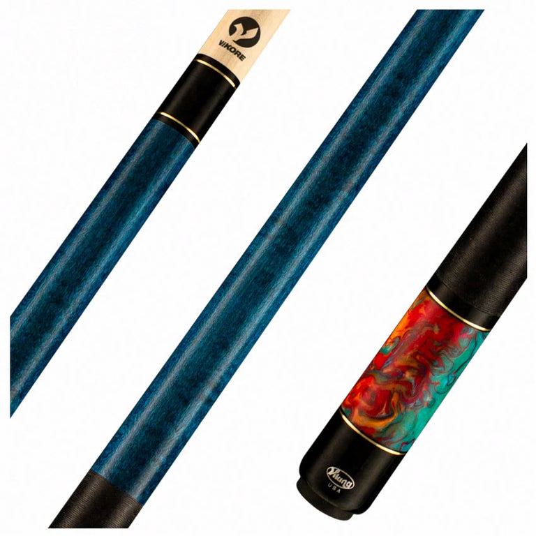 Viking Bedlam Series Teal-Stained Maple with Aqua Fire Pearl Play Cue -  - BE0108