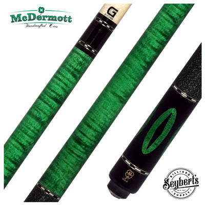 McDermott Emerald Green Stained Curly Maple Forearm and Inlays Cue of the Month with G-Core Shaft