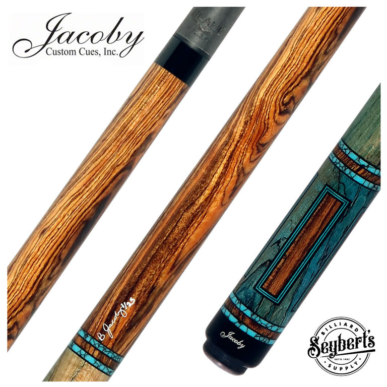 Jacoby Bocote and Spalted Maple Custom Pool Cue with 12.3mm Jacoby Black V4 Carbon Shaft