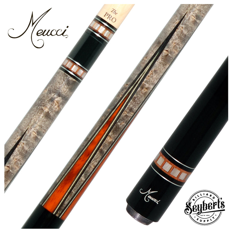 Meucci Freshman 1 Gray-Stained Maple and Cocobolo Points Pool Cue with the Pro shaft