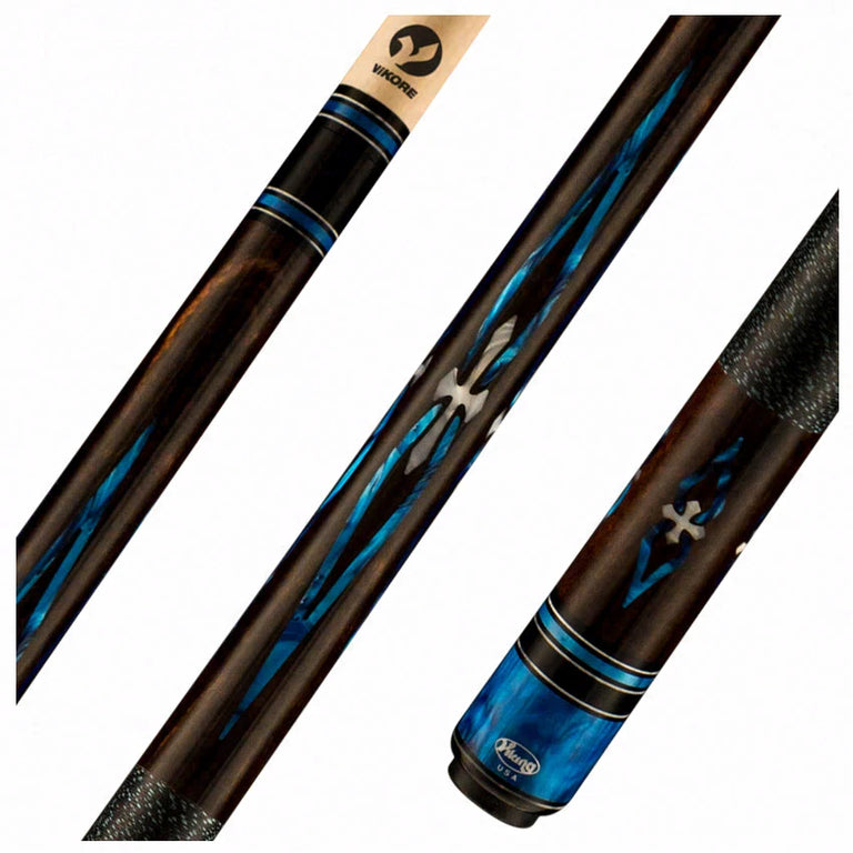 Viking Impero Series Play Cue - West African Ebony with 24 Blue Premium Pearl Inlays - IM0700