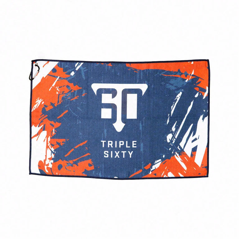 Triple 60 Logo Red White and Blue Billiard Towel with Caribiner