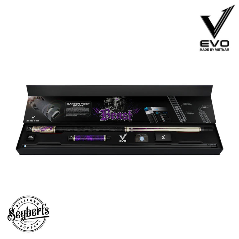 EVO Beast Amethyst Lion Leather Wrap Pool Cue Maxbing Edition