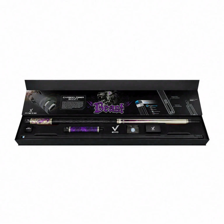EVO Beast Amethyst Lion Leather Wrap Pool Cue Maxbing Edition
