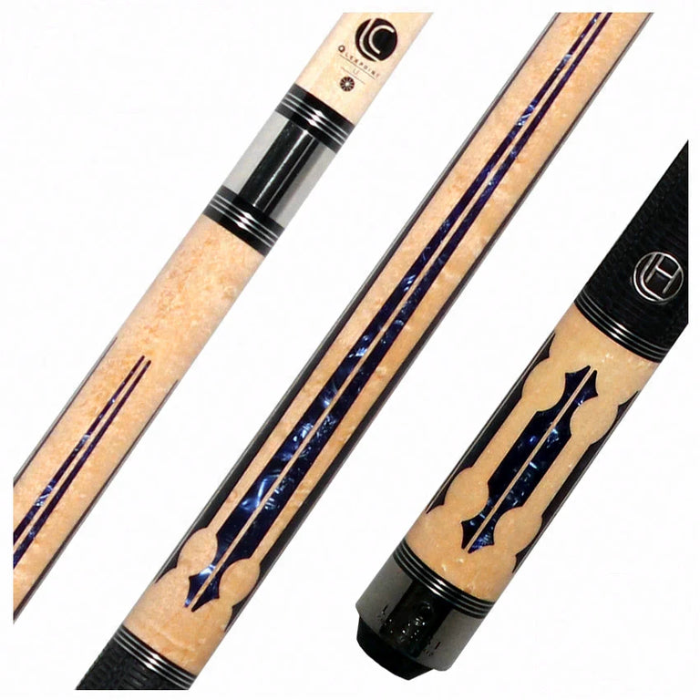 Lucasi Hybrid Natural Birdseye Maple and Blue Crushed Velvet Pool Cue with Sport Wrap - LHC97