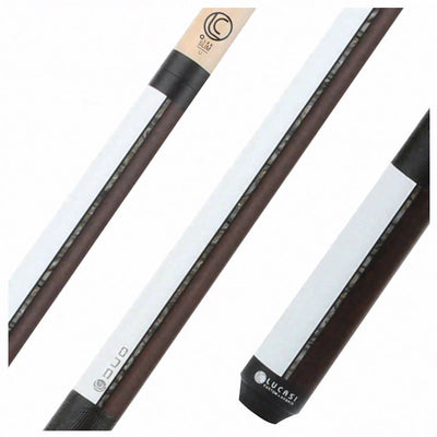 Lucasi Custom Duo Series Half Matte White Paint, Half Matte Black Palm with Lizard Embossed Leather Wrap Pool Cue