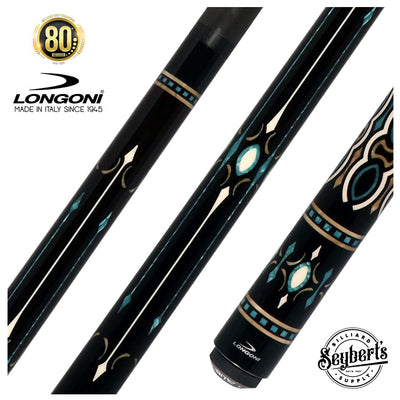 Longoni Ogiva Ocean No Wrap Pool Cue with Luna Nera Pure Graphite Shaft