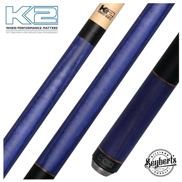 K2 Purple-Stained Ash No Wrap Pool Cue with 12.50mm K2 LD Shaft