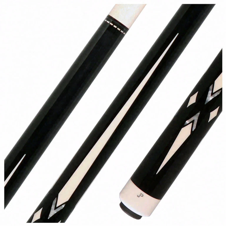 Pechauer JP Series JP19T Ebony-Stained Maple with Sim Ebony Framed Pearl and Sim. Ivory Points No Wrap Pool Cue
