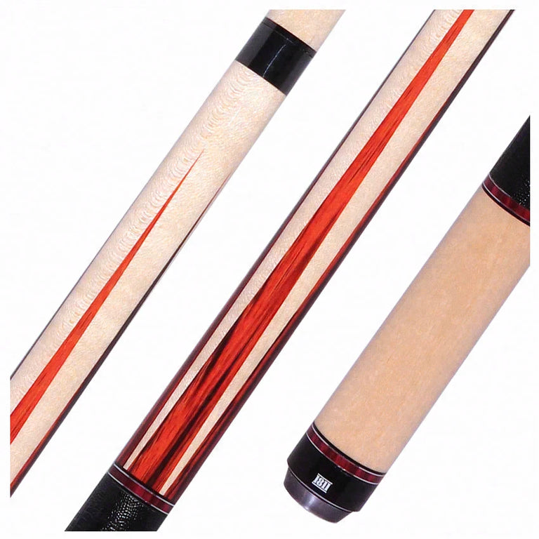 1811 Model 4 Maple Forearm with Cocobolo Graphic Points and Black Embossed Lizard Wrap Pool Cue Butt - Uni-Loc