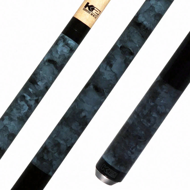 K2 Matte Blue Smoke No Wrap Pool Cue with 12.50mm K2 LD Shaft