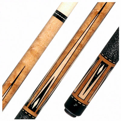 Pechauer JP Series JP17T Natural-Stained Maple with Black Pearl and Maple Points Pool Cue with Irish Linen Wrap