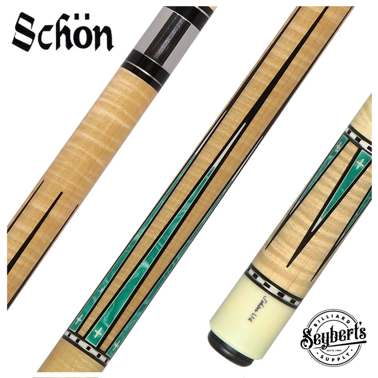 Schon Pool Cue - Light Stain with Teal Points - LTD2300-4LS