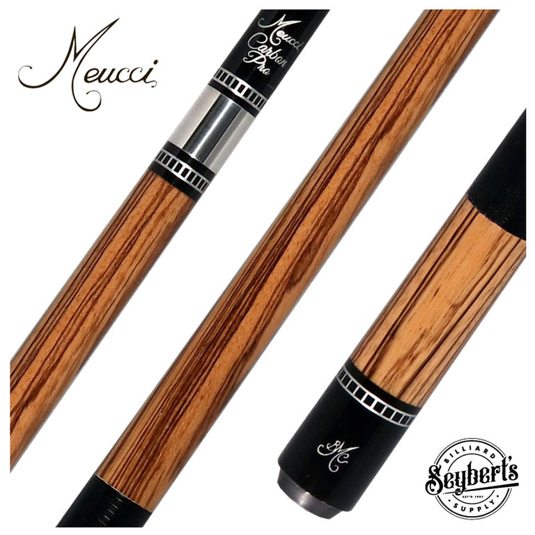 Meucci Exotic Wood Series Zebrawood Pool Cue with Lizard Leather Wrap and Carbon Shaft - EWSZWC