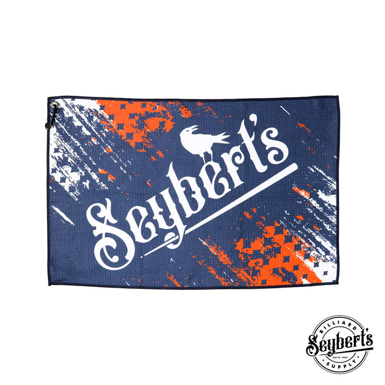 Seybert's Logo Red White and Blue Billiard Towel with Caribiner