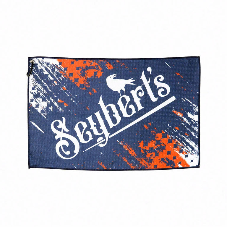 Seybert's Logo Red White and Blue Billiard Towel with Caribiner