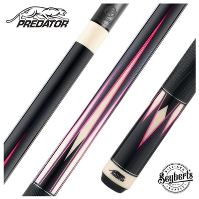 Predator Truesplice 16 Ebony Forearm with Purple and Pink Veneers Pool Cue with Lizard Wrap - Radial