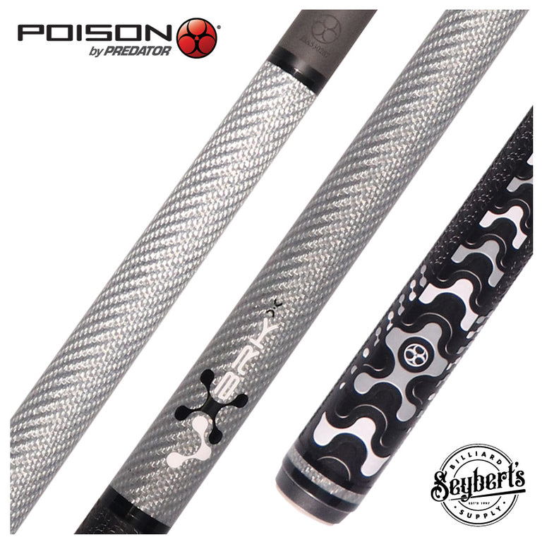 Poison VX BRKX Sport Wrap Jump/Break Pool Cue - Gray and Black with Venom Carbon Shaft