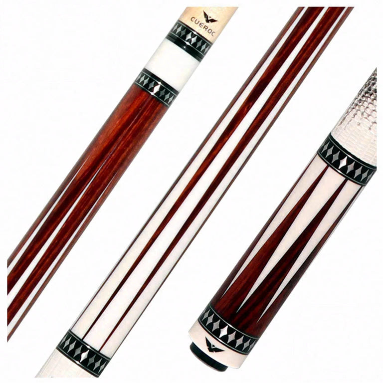 Cueroc Pterosaur Rengas with White Juma Points Pool Cue with Ring-Tailed Lizard Wrap