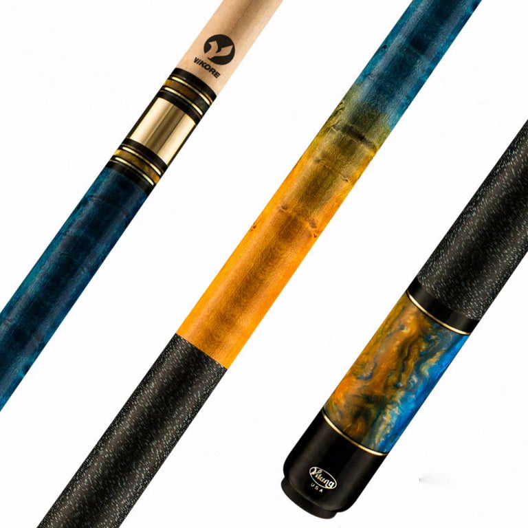 Viking Twilight Series Ocean Blue & Yellow Sunflower Stain with Ocean Glow Premium Pearl Play Cue - TW0116