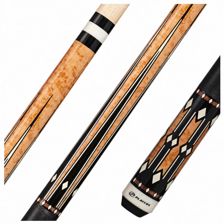 Players Light Coffee Stain with Black Points Graphic Series Pool Cue - G4142
