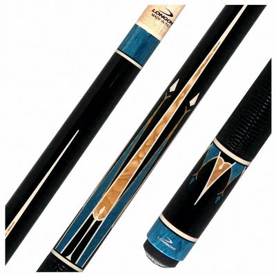 Longoni Galaxy Cyan Pool Cue with Lizard Wrap and S2 American Shaft