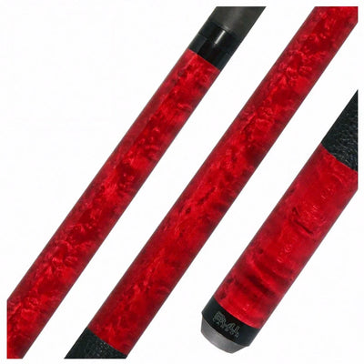 Bull Carbon Red-Stained Birdseye Maple Play Cue with Textured Leather Wrap