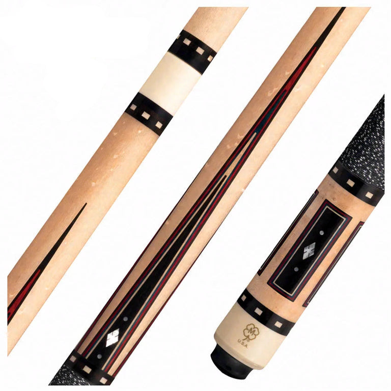 McDermott 50th Anniversary Series Birdseye Maple with Ebony Points and Mother of Pearl Inlays Pool Cue with Maple Shaft and Commemorative 1x1 Case