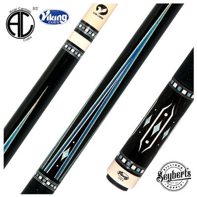 Ariel Carmeli by Viking Diamond Series Blue Diamond Pool Cue with Vikore Shaft - Black Crocodile Wrap