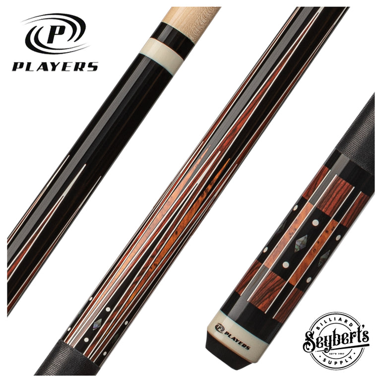 Players Black, Cocobolo, and Thuya Burl Graphic Series Pool Cue - G4144