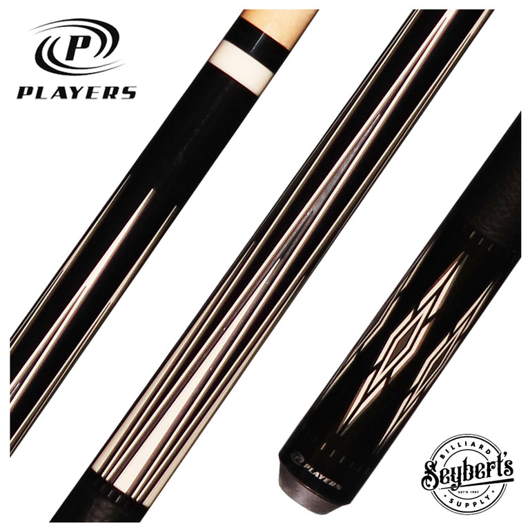 Players Exotic Series Midnight Black with Silver Graphic Pool Cue - E2305