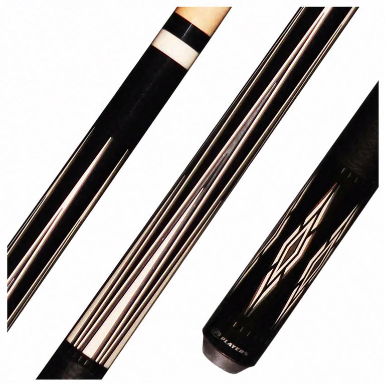 Players Exotic Series Midnight Black with Silver Graphic Pool Cue - E2305