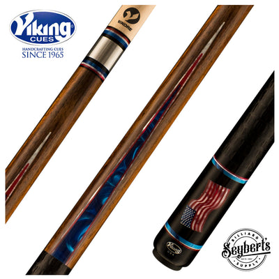 Viking Defender Series Rosewood Forearm and Blue Premium Pearl Points Pool Cue