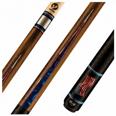 Viking Defender Series Rosewood Forearm and Blue Premium Pearl Points Pool Cue
