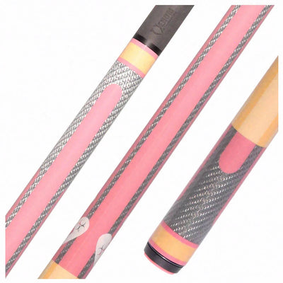 Poison Candy Sugar No Wrap Pool Cue - Peach and Pink with 12.4mm Venom Carbon Shaft