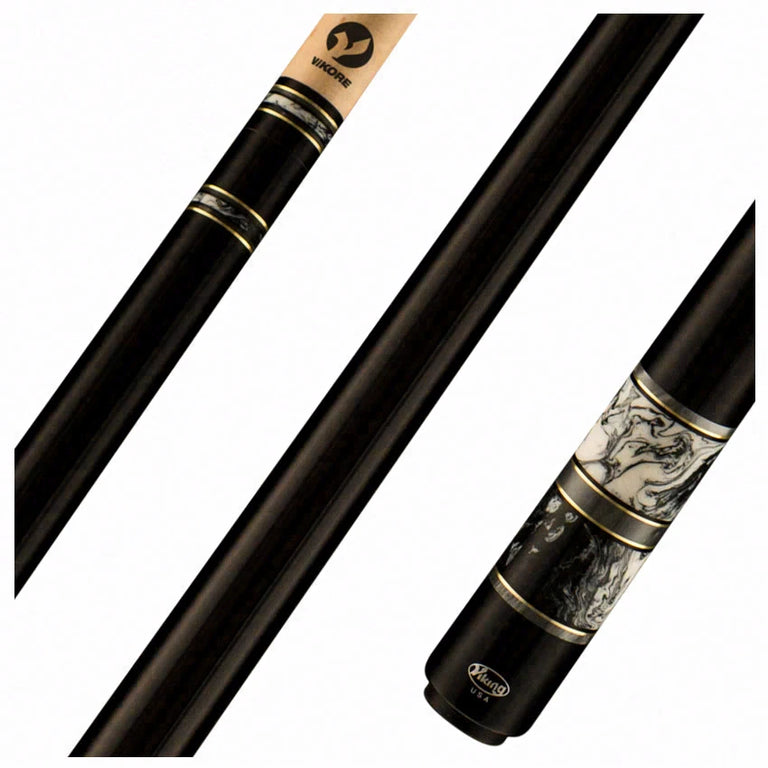 Viking Defender Series Midnight Black Stained Maple with Venetian Marble Premium Pearl Play Cue - DF0102
