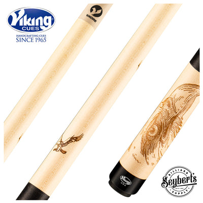 Viking DE0400 De-Cues Series Play Cue - Khaki-Stained Maple with Fire Branded Eagle