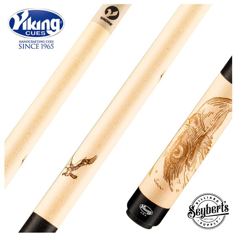 Viking DE0400 De-Cues Series Play Cue - Khaki-Stained Maple with Fire Branded Eagle