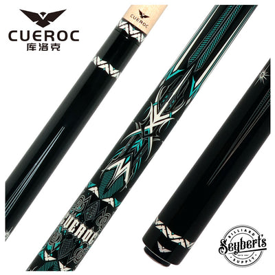 Cueroc Storm 2 Black and Green Graphic No Wrap Pool Cue