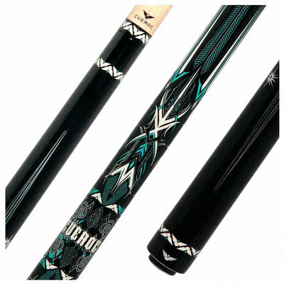 Cueroc Storm 2 Black and Green Graphic No Wrap Pool Cue
