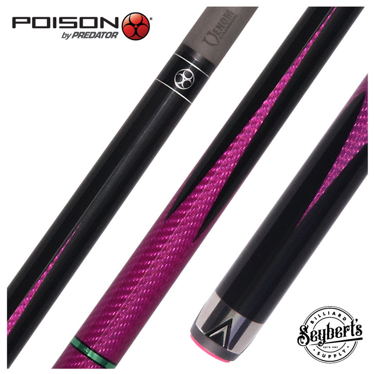 Poison Maelith No Wrap Pool Cue - Pink and Black with 12.4mm Venom Carbon Shaft