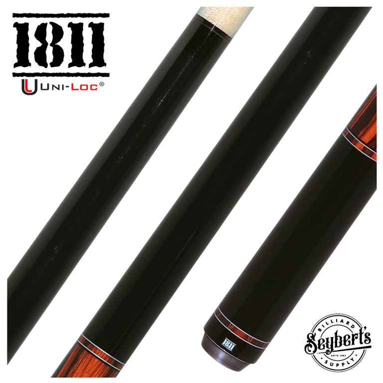 1811 Model 2 Black Forearm and butt Sleeve with Coco Graphic Wrapless Pool Cue Butt - Uni-Loc