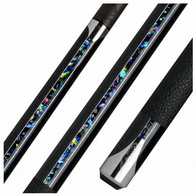 Predator P3 Galaxy Metallic Black with Galaxy Stripes Pool Cue with Luxe Leather Wrap - Uni-loc