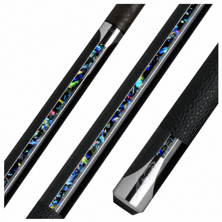 Predator P3 Galaxy Metallic Black with Galaxy Stripes Pool Cue with Luxe Leather Wrap - Uni-loc