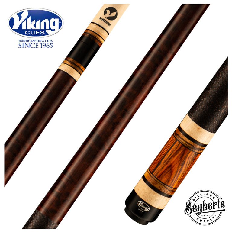 Viking IM0105 Impero Series Play Cue - Coffee-Stained Maple with Cocobolo, Ebony, and Zebrawood Rings