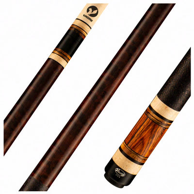 Viking Impero Series Coffee-Stained Maple with Cocobolo, Ebony, and Zebrawood Rings Play Cue - IM0105
