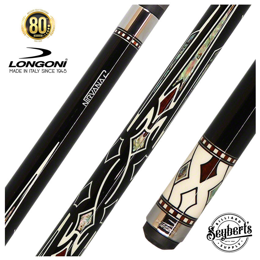 Longoni Stecca Nirvana 2 Black Nox Pool Cue with Luna Nera