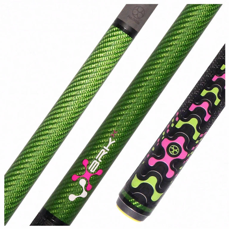 Poison VX BRKX Sport Wrap Jump/Break Pool Cue - Green and Pink with Venom Carbon Shaft